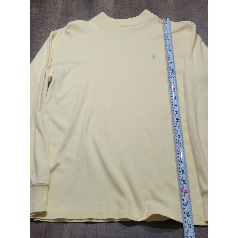 Polo Ralph Lauren Mens Mock Neck Long Sleeve Shirt Pale Yellow Blue Pony Logo